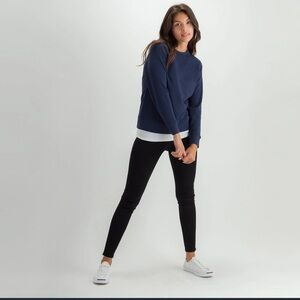 ARX LAB NWT Navy Blue Classic Crew‎ neck soft fleece pullover boxy sweatshirt S